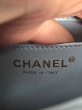 Load image into Gallery viewer, CHANEL Pearl Twist Pearly Silver Light Blue Lambskin Mini Flap Bag
