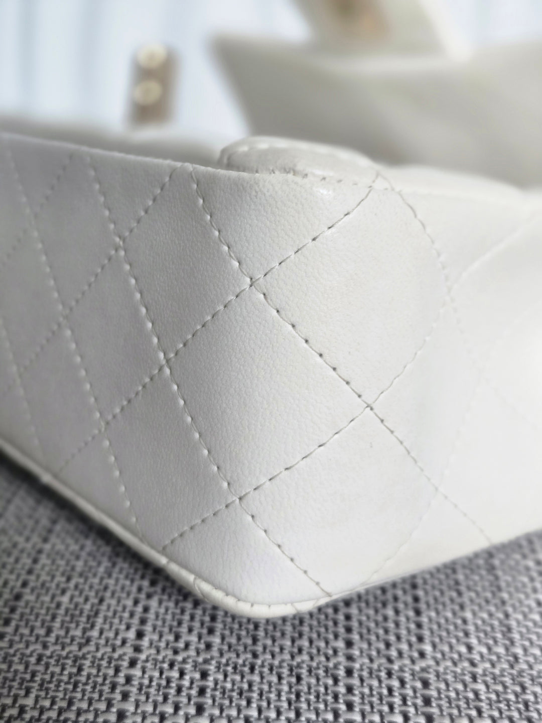 CHANEL series 23 2016 White Lambskin LGHW Mini Rectangular Flap Bag