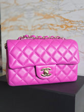 Load image into Gallery viewer, Chanel 21C 2021 Cruise Collection Purple Lambskin Champagne GHW Mini rectangular flap bag
