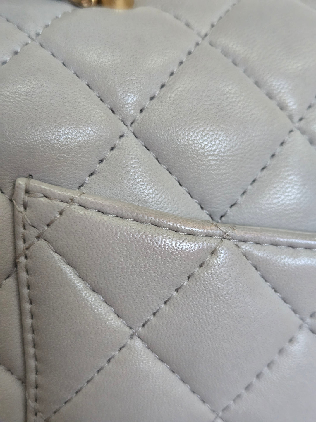 CHANEL 21A light Grey Lambskin Aged GHW Mini Rectangular Flap Bag with Top Handle