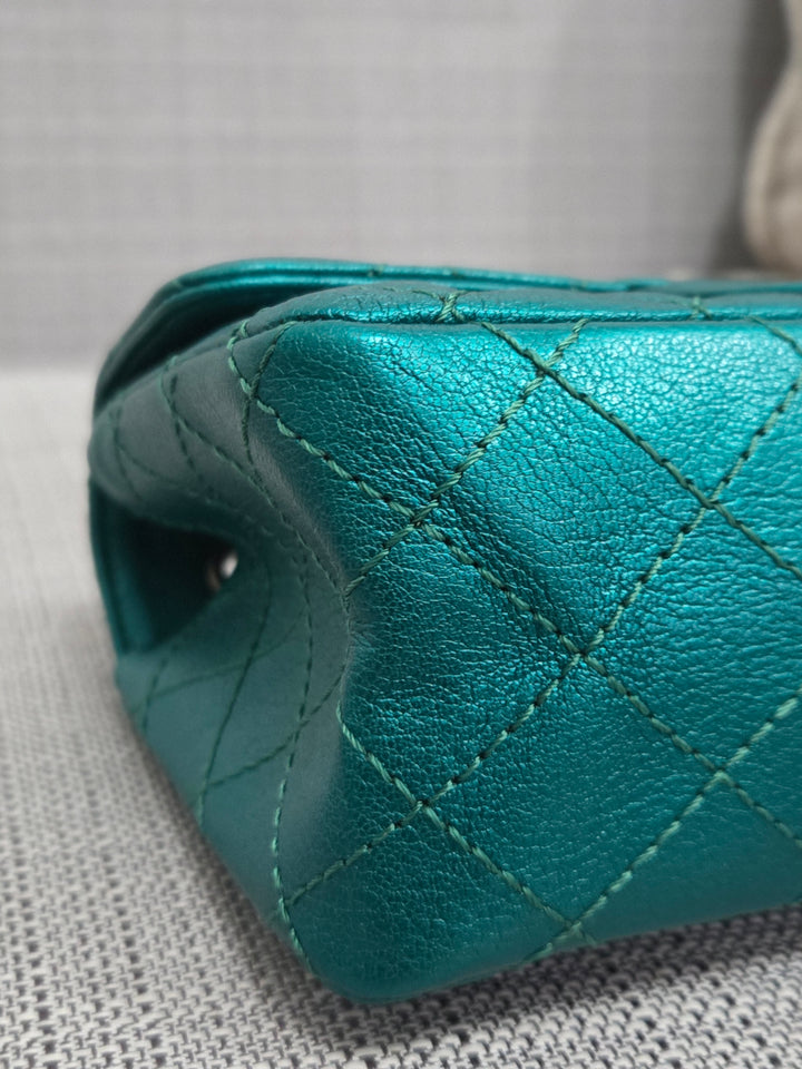Chanel Series 28 Emerald Green Turquoise Calf skin 2.55 Reissue Mini Flap Bag with Ruthenium Hardwars