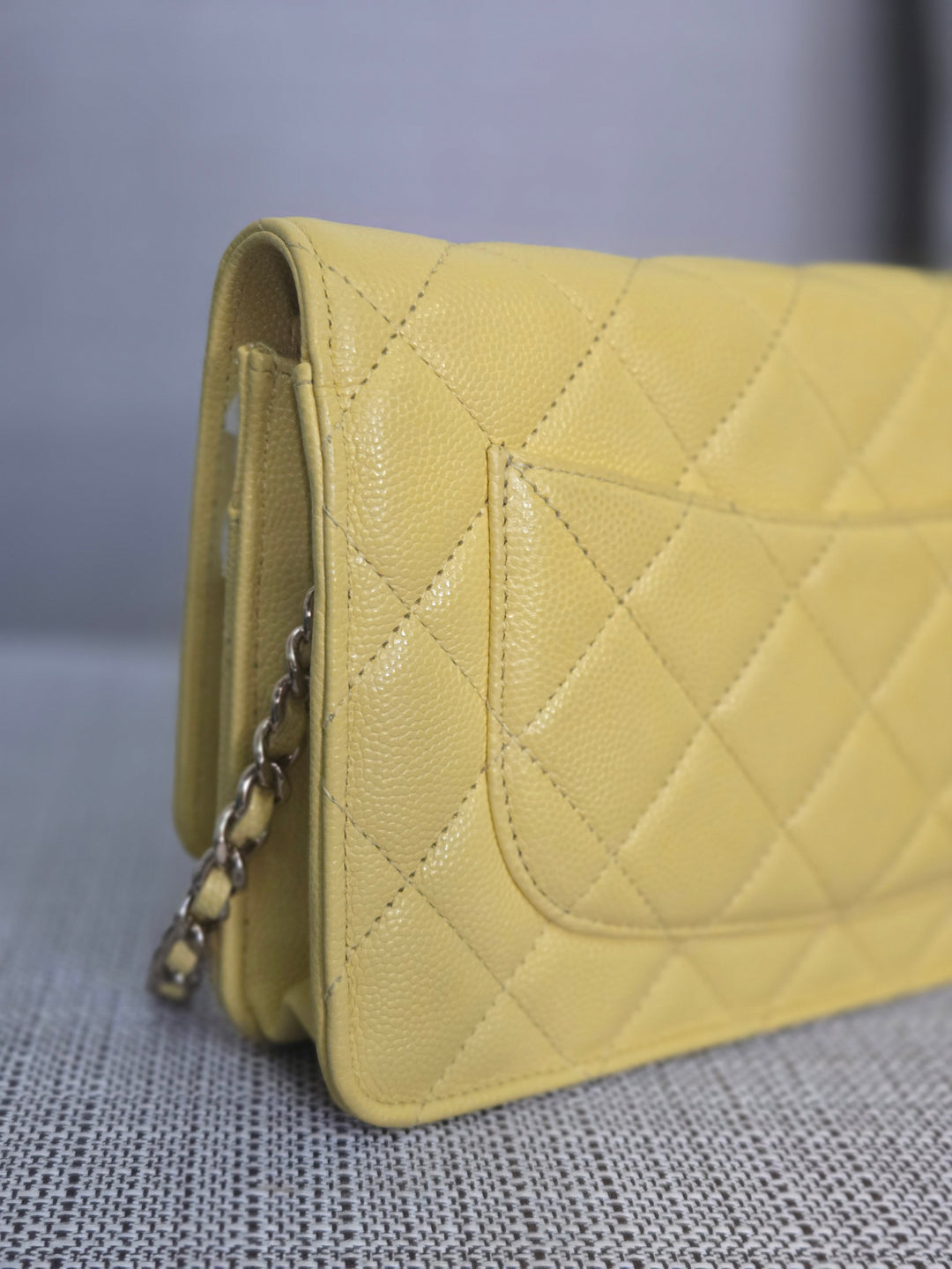 Chanel series 30 2020 Yellow Caviar LGHW Classic Wallet on chain (WOC)