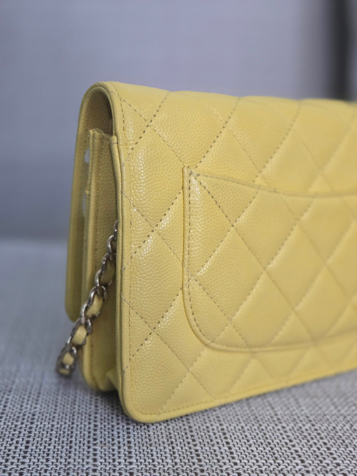 Chanel series 30 2020 Yellow Caviar LGHW Classic Wallet on chain (WOC)