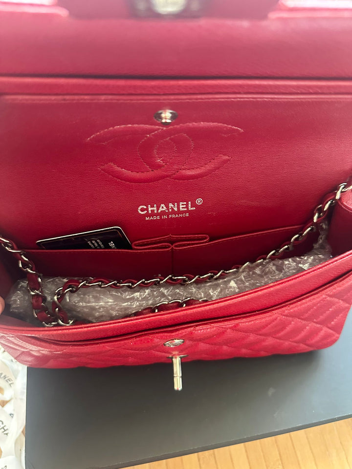 CHANEL 12A series 16 2012 Red Caviar SHW Medium Timeless ML Classic Double Flap Bag
