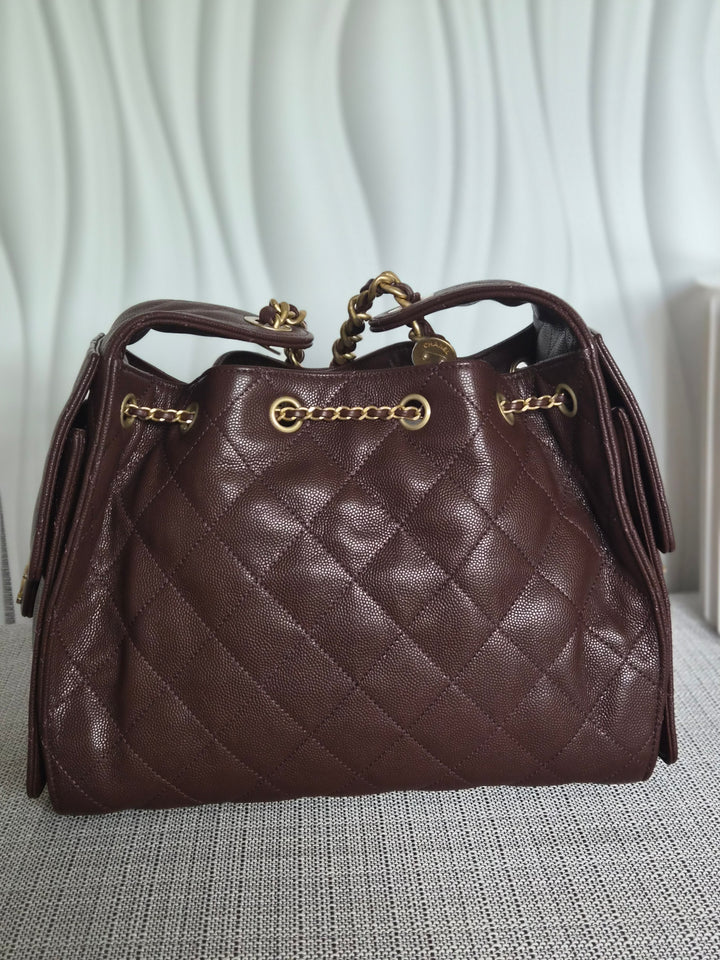 CHANEL 25K Collection Brown Caviar Aged GHW 25 Hobo Bag size SMALL