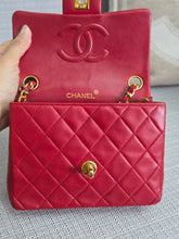 Load image into Gallery viewer, Chanel series 1 Red Lambskin 24K GHW Vintage Classic Mini Flap Bag
