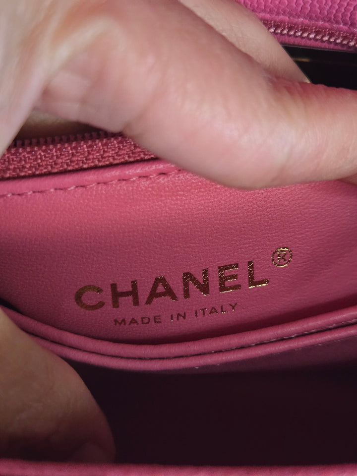 Chanel series 31 21P 2021 Pre Spring/Summer Collection Pink Caviar Coco Handle Flap Bag with Top Handle and Detachable Strap size Small