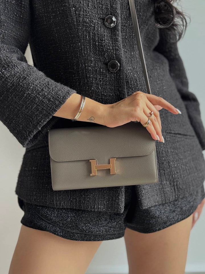 Hermes Constance to Go Long Wallet in Gris Etain Epsom Leather GHW Stamp Z 2021