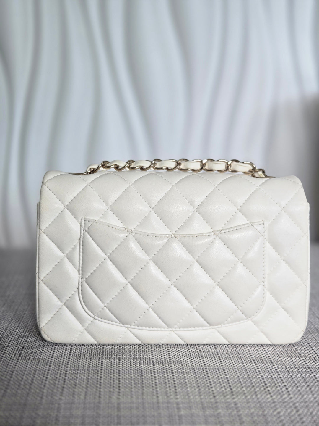 CHANEL series 23 2016 White Lambskin LGHW Mini Rectangular Flap Bag