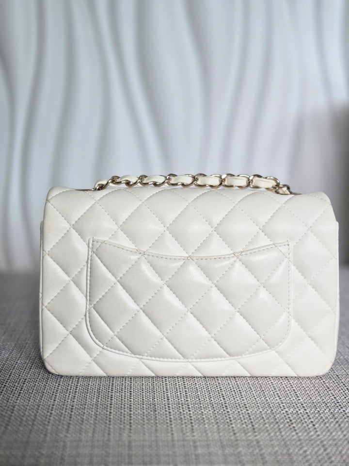 CHANEL series 23 2016 White Lambskin LGHW Mini Rectangular Flap Bag