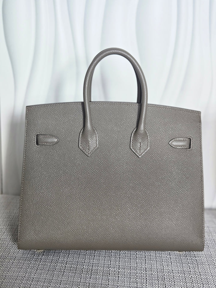 Hermes Birkin 25 Gris Etain Epsom Sellier Leather GHW stamp B 2023