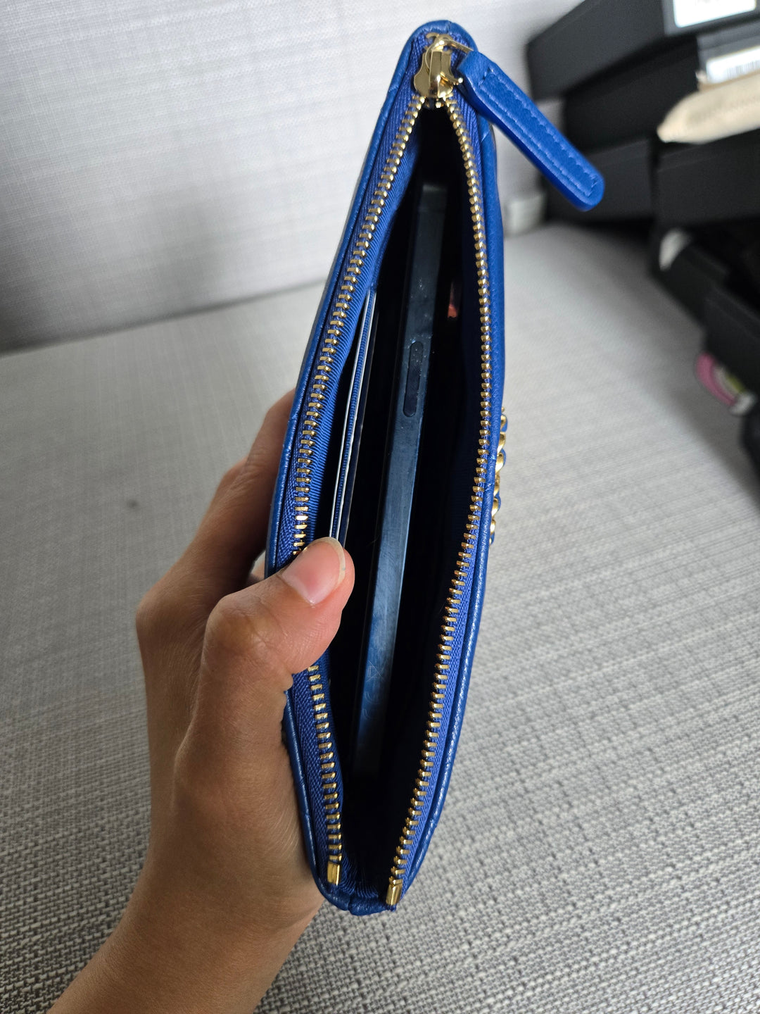 Chanel series 29 Blue goatskin GHW Small O Case/Pouch 8 inches