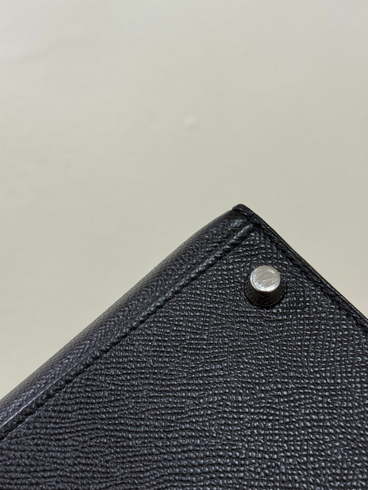 Hermes Kelly 28 in Black Noir Epsom Sellier Leather PHW Stamp R 2014