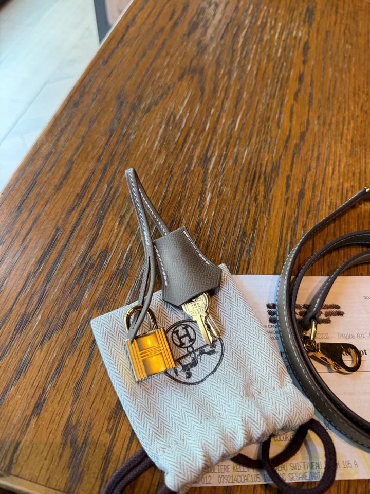 Hermes Kelly 28 Etoupe Epsom Leather Sellier GHW Stamp Y 2020