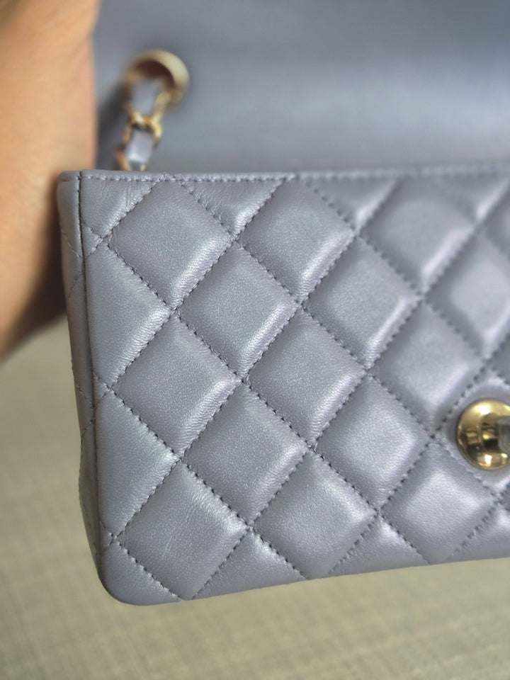 Chanel 22B Iridescent Light purple lambskin champagne GHW Mini Rectangular Flap Bag