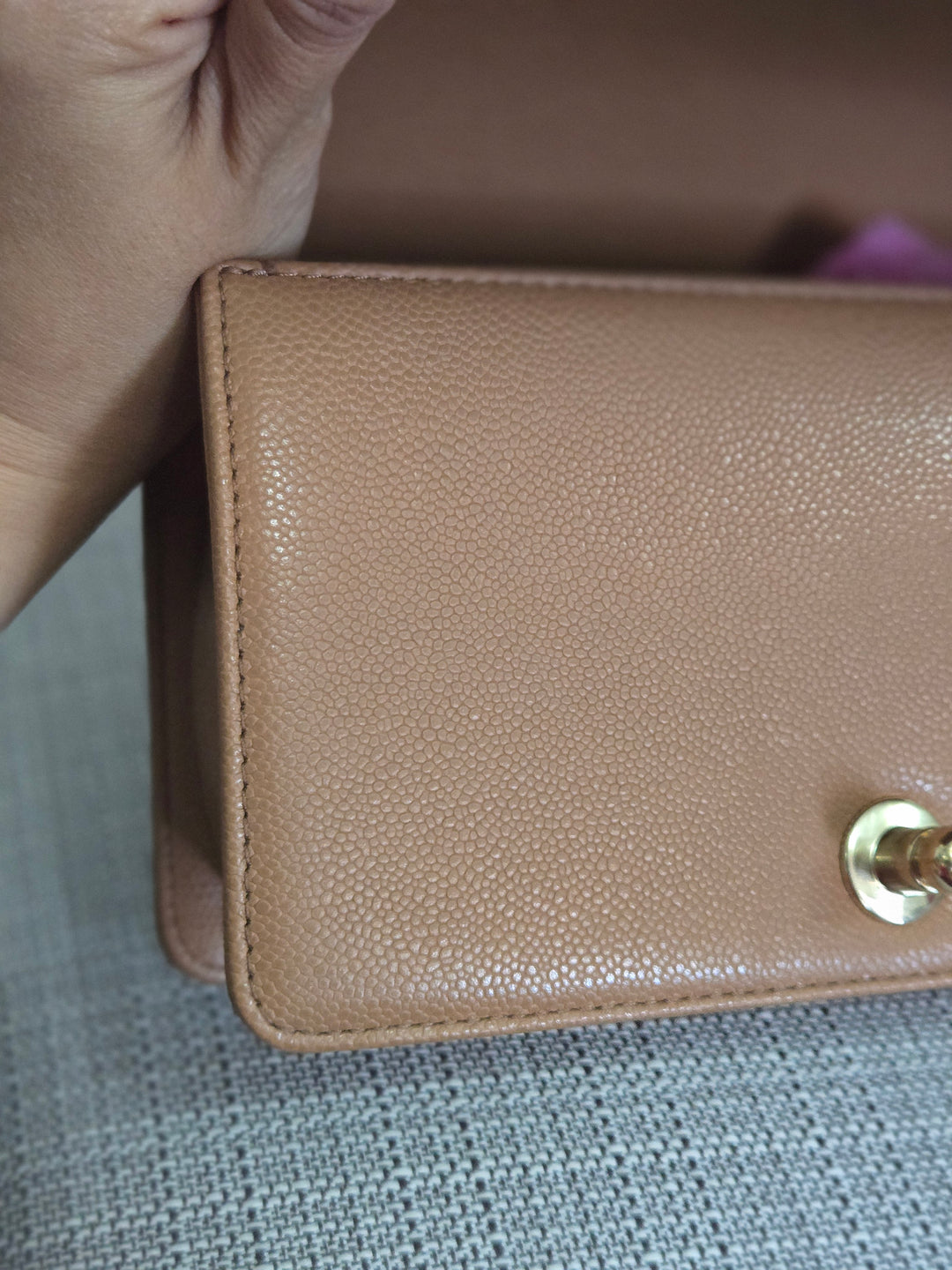 Chanel 21K 2021 Fall/Winter Collection Caramel Brown Caviar shiny champagne GHW Small Le Boy Flap Bag