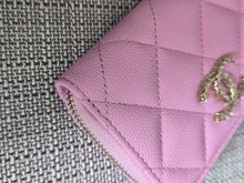 Load image into Gallery viewer, Chanel 23P collection 2023 Mauve undertone Pink Caviar Big Logo LGHW Zippy Coin Purse 2023 with mint green lining
