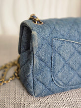 Load image into Gallery viewer, CHANEL 23C 2022/2023 Cruise collection Denim Pearl Crush Adjustable Chain Mini Rectangular Flap Bag with Aged GHW
