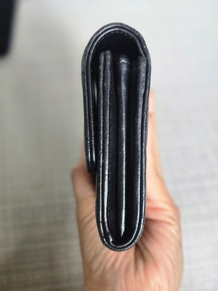 Chanel series 24 Black Lambskin SHW Full size Sarah Wallet