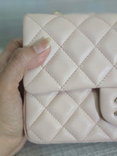 Load image into Gallery viewer, Chanel 23S 2023 Spring/Summer Collection Light Pink Lambskin champagne GHW Mini Rectangular Flap Bag

