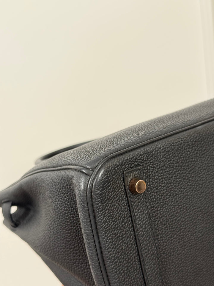 Hermes Noir/Black Togo Leather RGHW Rose gold hardware Birkin 30 Stamp Z 2021