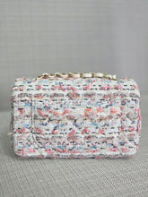 Load image into Gallery viewer, Chanel 23C 2022/2023 Cruise Collection Tweed Quilted Mini Rectangular Flap Bag in Ecru, Pink, Blue, and Green with Champagne GHW
