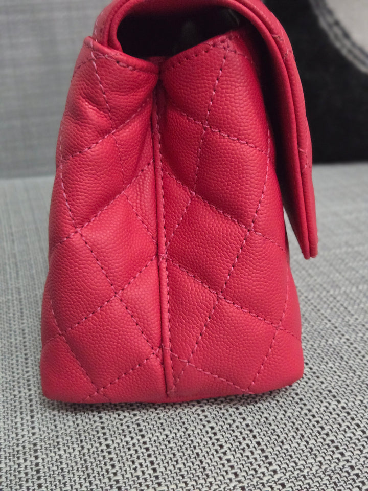 Chanel 23P 2023 Pre Spring/Summer Collection Pink Caviar Aged GHW Coco Handle with Detachable Strap and enchained handle size Small