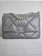 Load image into Gallery viewer, Chanel 19 size Small From 2022 in Dark grey Lambskin Mixed GHW with Silver colourway Flap Bag with Top Handle
