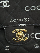 Load image into Gallery viewer, Chanel series 7 2002/2003 Black Canvas Quilted “COCO” Medium Classic Flap Light Gold Hardware
