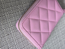 Load image into Gallery viewer, Chanel 23P collection 2023 Mauve undertone Pink Caviar Big Logo LGHW Zippy Coin Purse 2023 with mint green lining
