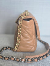 Load image into Gallery viewer, Chanel 19 in 22A/K collection Caramel Brown Lambskin with mixed HW Flap Bag size Small 26 cms
