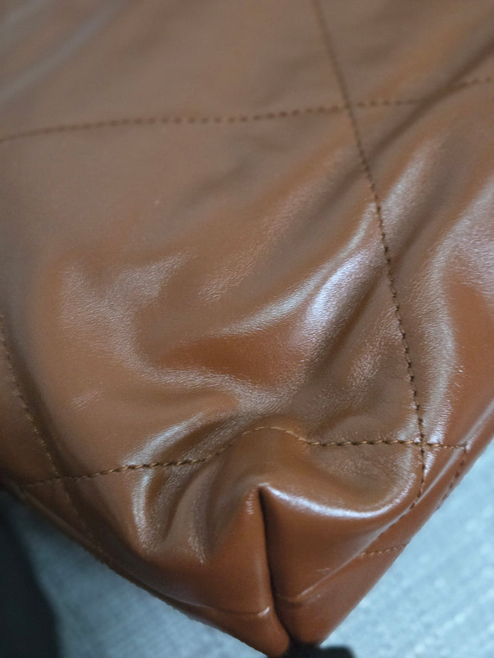 Chanel 23A 2023 Fall/Winter Collection Brown Lambskin Mini 22 Bag