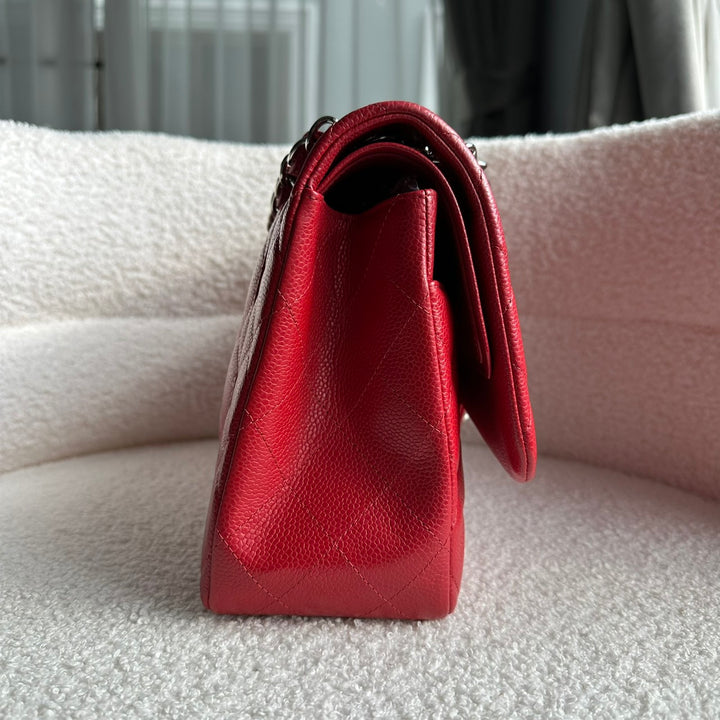 CHANEL series 19 14C Red Caviar SHW Jumbo Timeless Classic Double Flap Bag 2014