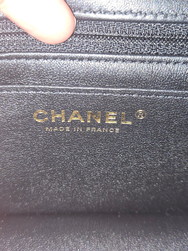 Chanel 24S collection Navy Multi color Jersey Mini Rectangular Flap Bag with Champagne GHW