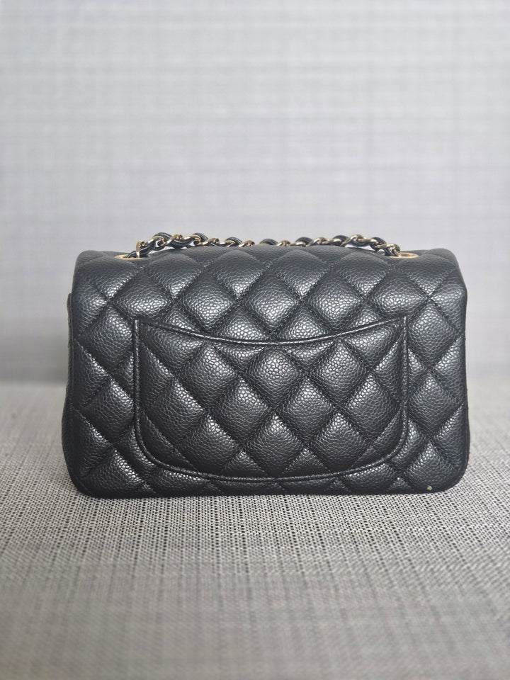 Chanel series 25 2018 Summer/Spring 18S Collection Pearly Dark Grey Caviar LGHW Mini Rectangular Flap Bag