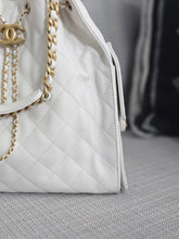 Load image into Gallery viewer, Chanel 25 White Caviar Aged GHW Hobo Bag size Medium with Detachable Pouch
