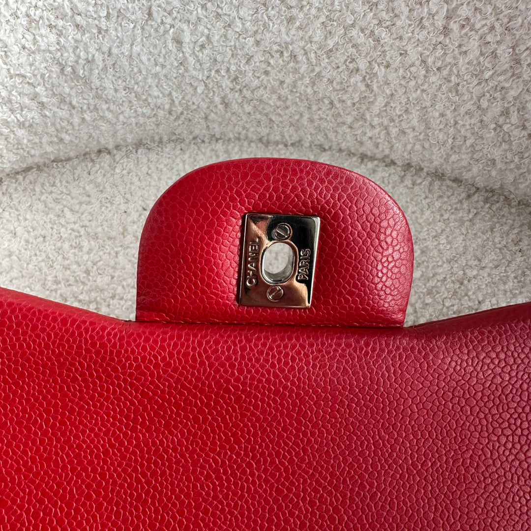 CHANEL series 19 14C Red Caviar SHW Jumbo Timeless Classic Double Flap Bag 2014