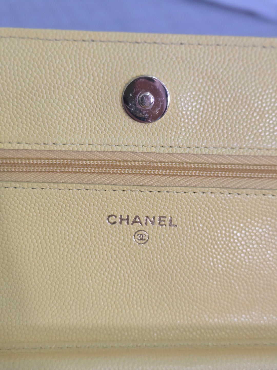 Chanel series 30 2020 Yellow Caviar LGHW Classic Wallet on chain (WOC)