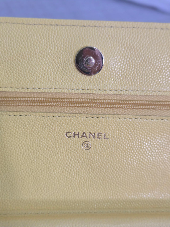Chanel series 30 2020 Yellow Caviar LGHW Classic Wallet on chain (WOC)