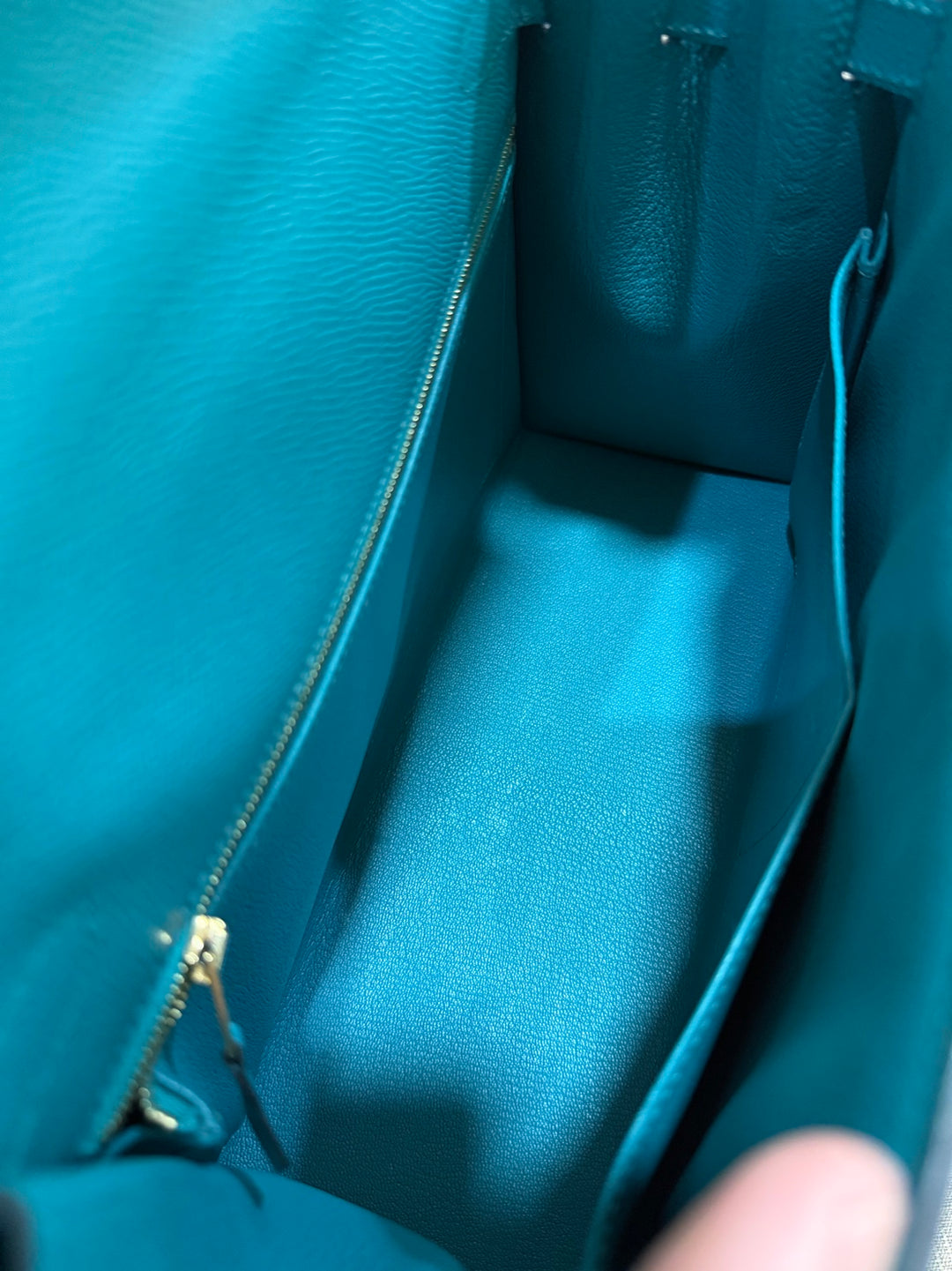 Hermes Kelly 28 in Bleu Paon Epsom Sellier Leather GHW Stamp D 2019