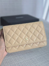 Load image into Gallery viewer, Chanel Beige Clair Caviar GHW Classic Wallet on Chain (WOC)
