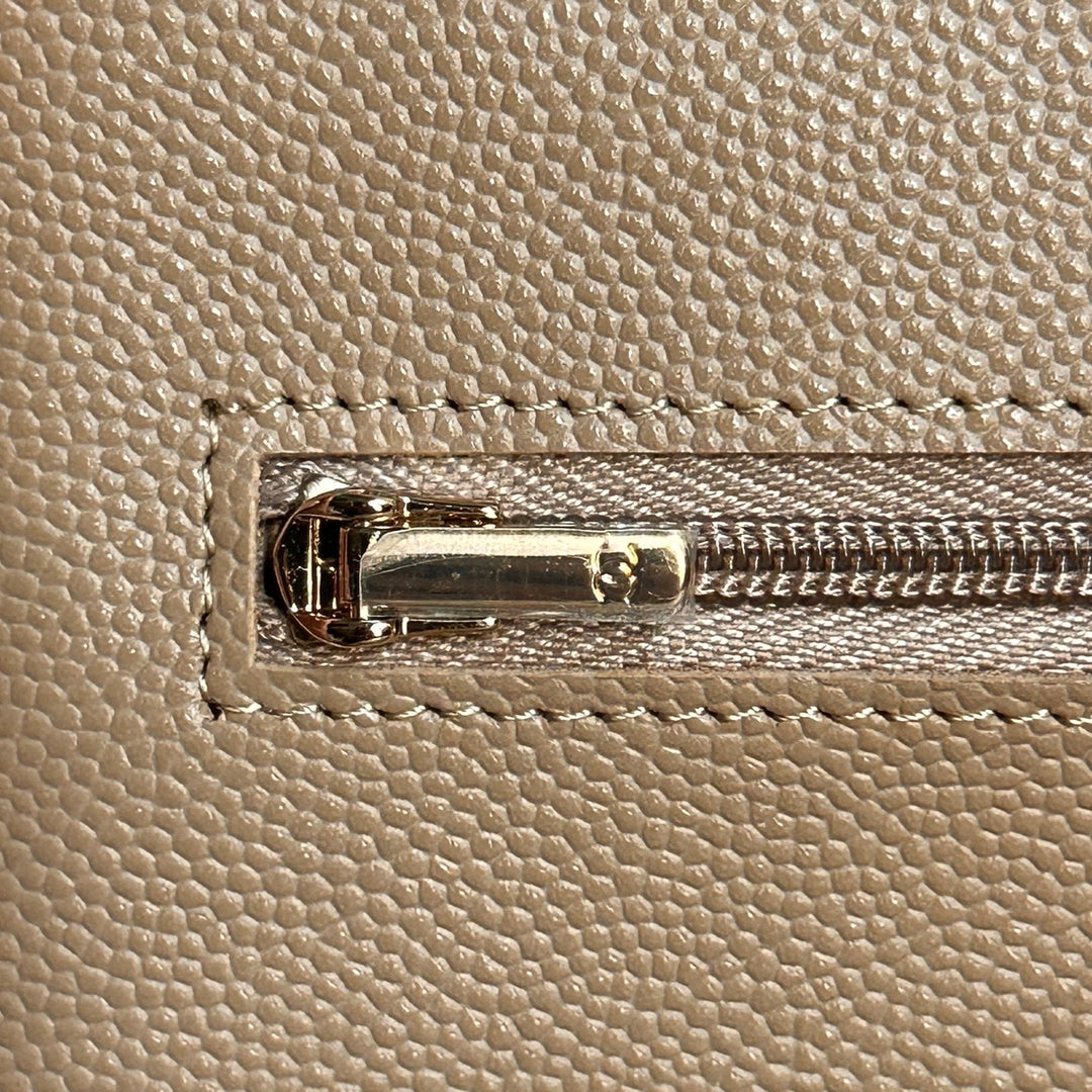 CHANEL 22A collection 2022 Dark Beige Caviar LGHW Classic Wallet On Chain (WOC)