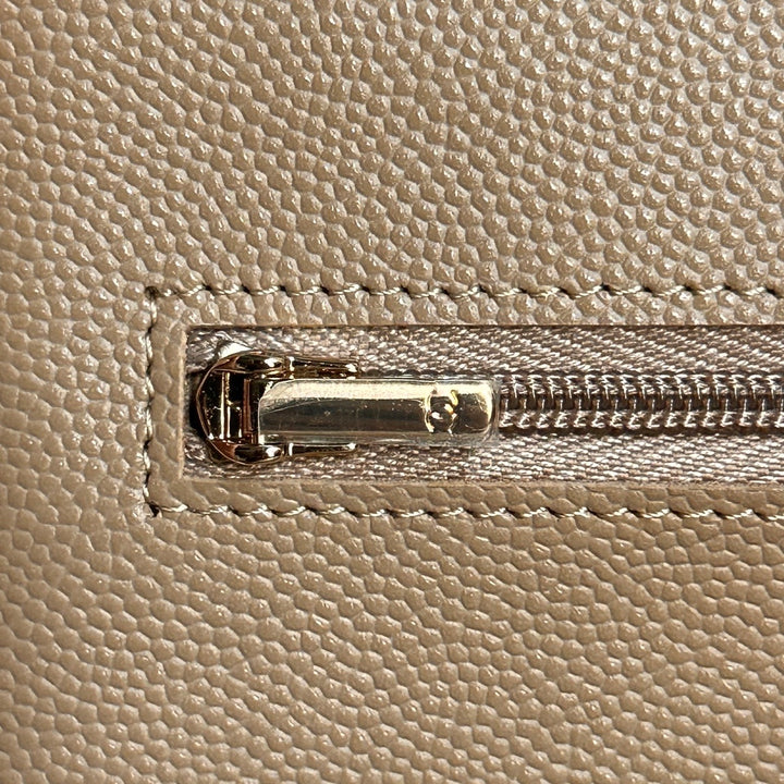 CHANEL 22A collection 2022 Dark Beige Caviar LGHW Classic Wallet On Chain (WOC)