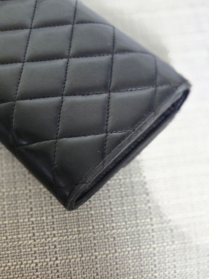 Chanel series 24 Black Lambskin SHW Full size Sarah Wallet