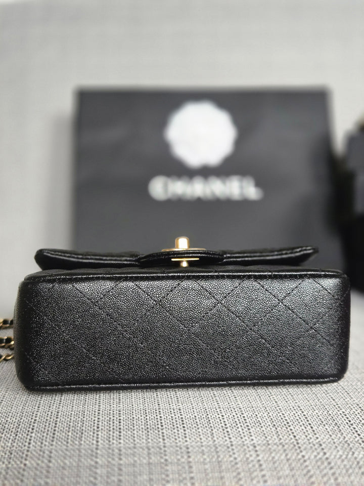 Chanel series 31 21S 2021 Collection Black Caviar Aged GHW Mini Rectangular Flap Bag with Top Handle