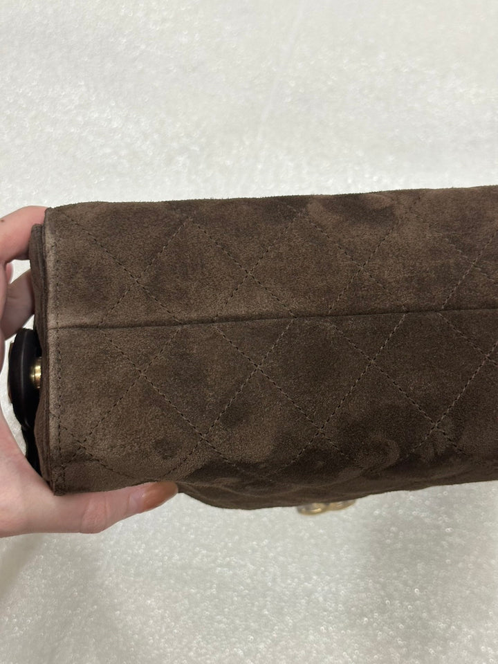 CHANEL 26C Brown Suede Aged GHW Mini 25 Hobo Bag