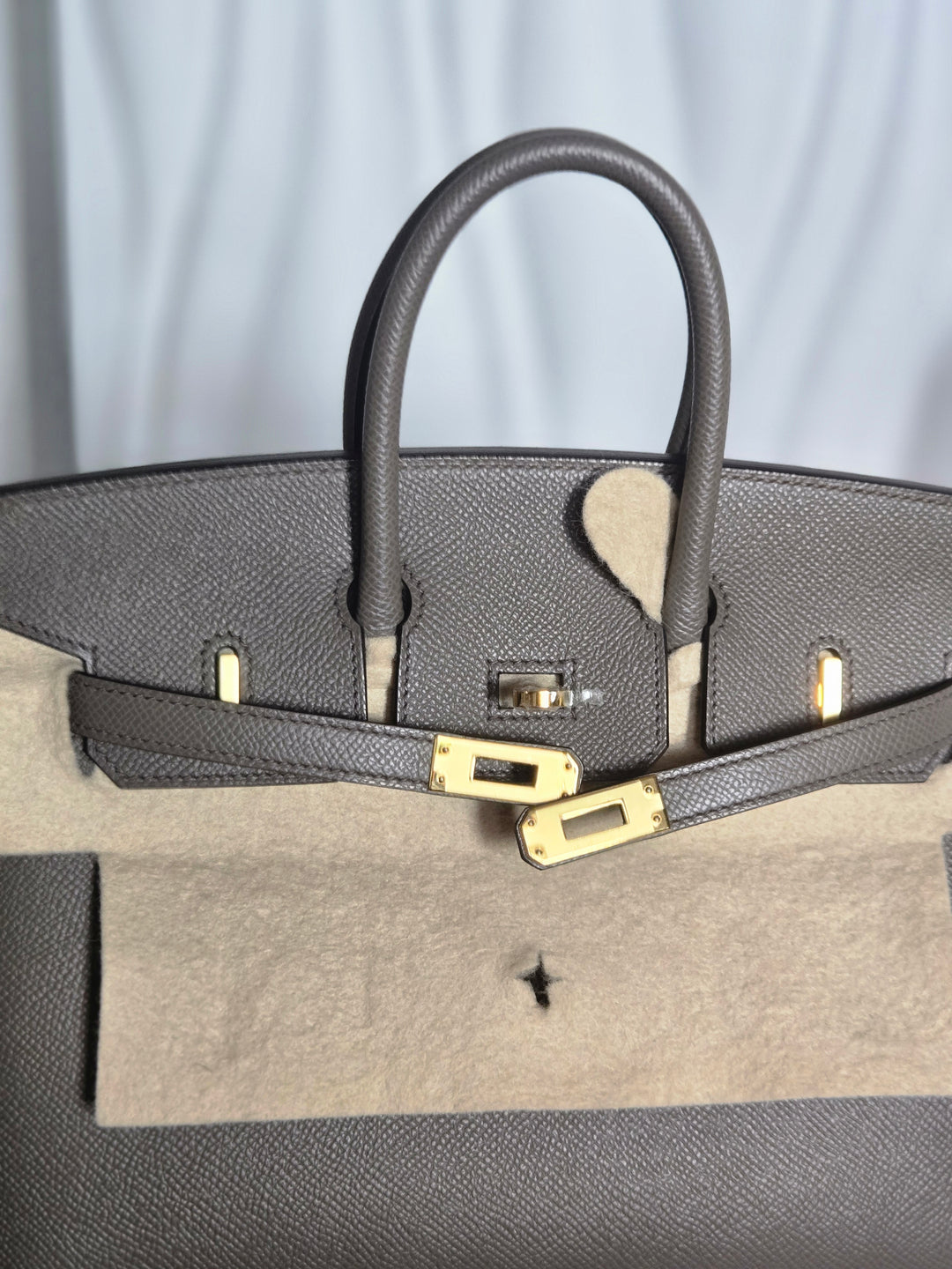 Hermes Birkin 25 Gris Etain Epsom Sellier Leather GHW stamp B 2023