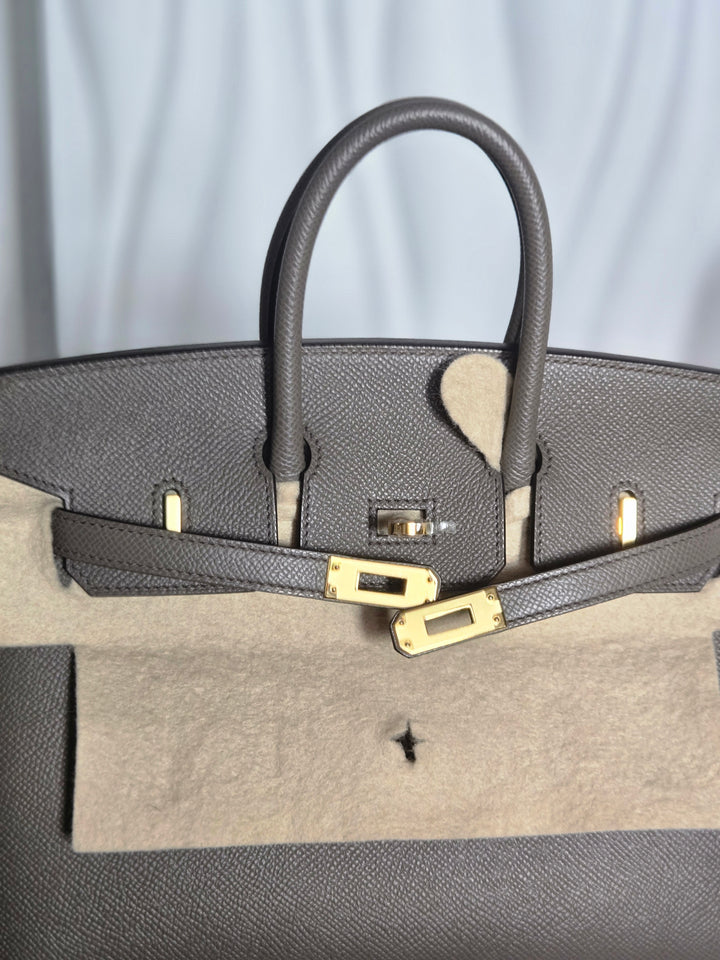 Hermes Birkin 25 Gris Etain Epsom Sellier Leather GHW stamp B 2023