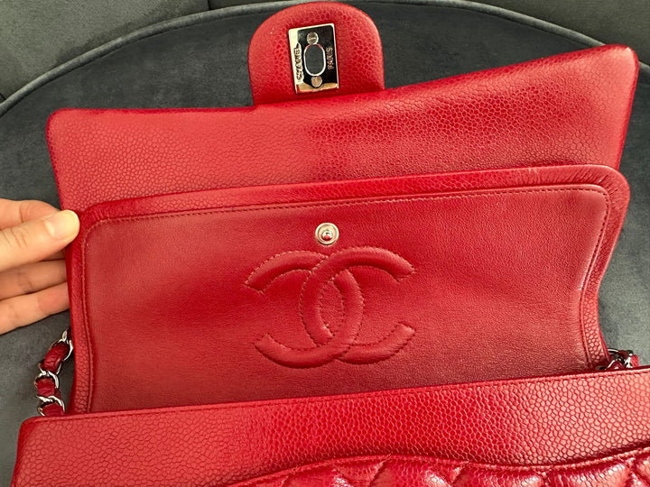 CHANEL 12A series 16 2012 Red Caviar SHW Medium Timeless ML Classic Double Flap Bag