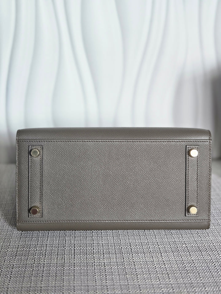 Hermes Birkin 25 Gris Etain Epsom Sellier Leather GHW stamp B 2023